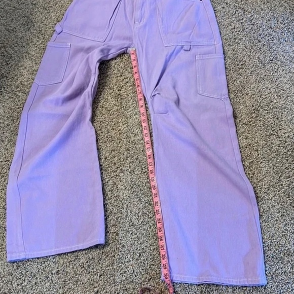 NEW Urban Outfitters Lioness Miami Vice Cargo Lilac Purple Denim Pants Jeans L 8 - Picture 14 of 16
